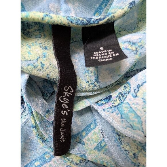 Skyes The Limit Womens Paisley Print Blouse S Blue/Green Ruffled Neck - Picture 5 of 8